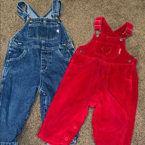 12 and 18 months girls overall lot Carters Baby Bgosh red Jean